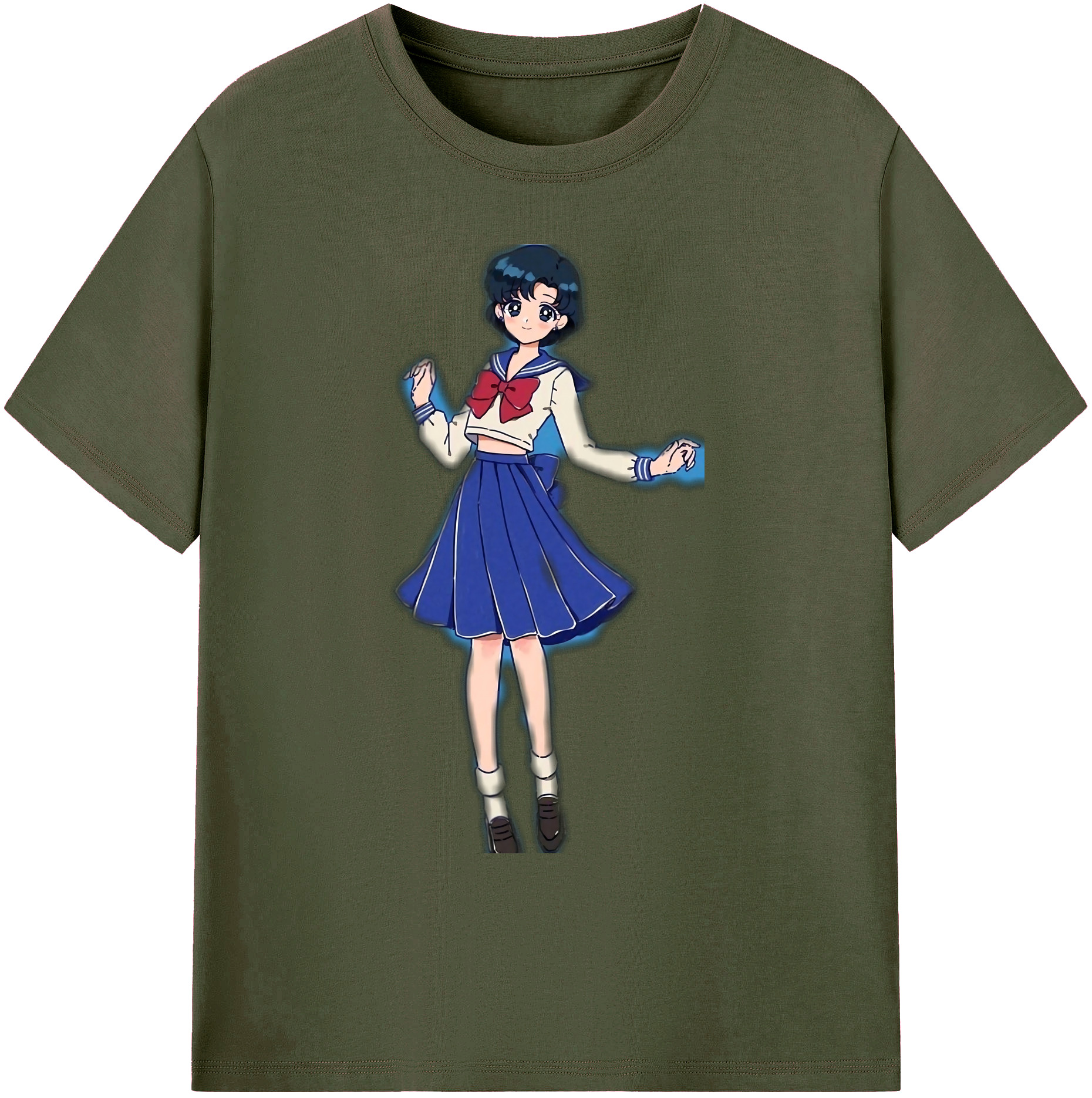 （画像用） 美少女戦士セーラームーン 水野 亜美 みずの あみ Sailor Moon Mizuno Ami 綿100％ メンズ半袖Tシャツ｜肌触りやわらか＆通気性
